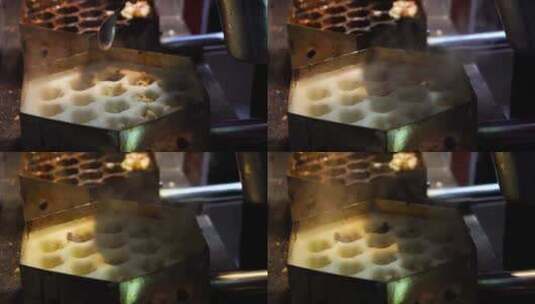 南京传统风味特色美食小吃梅花糕的制作过程高清在线视频素材下载