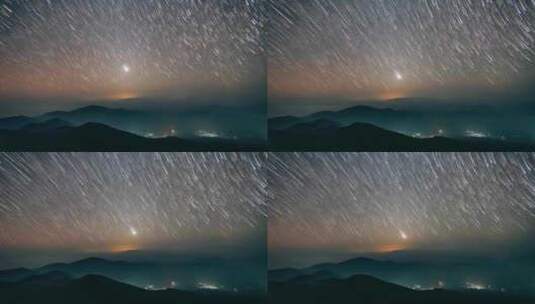 群山之上的星空星轨延时-广西桂林猫儿山高清在线视频素材下载