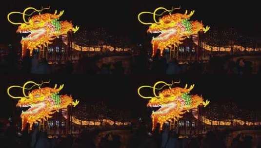 北京什刹海荷花市场元宵节灯会龙年人流延时高清在线视频素材下载