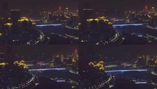 航拍重庆山城都市交通夜景高清在线视频素材下载