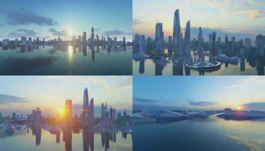 天空之城 想象 未来世界 未来都市高清在线视频素材下载
