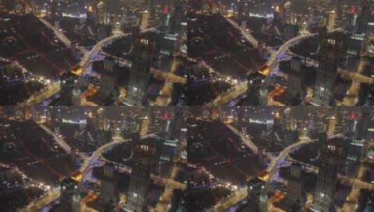 上海黄浦区延安东路夜景航拍延时城市高楼大高清在线视频素材下载