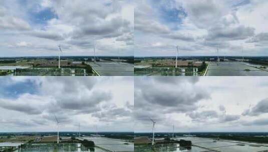 4K航拍湿地风力发电合集高清在线视频素材下载