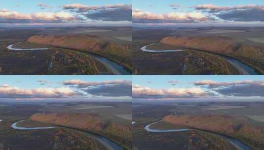 额尔古纳根河湿地公园秋季风景高清在线视频素材下载
