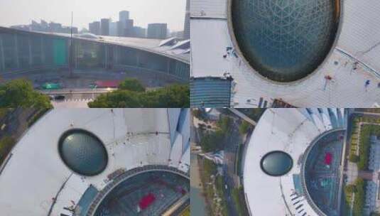 上海科技馆浦东新区航拍城市地标建筑物高清在线视频素材下载