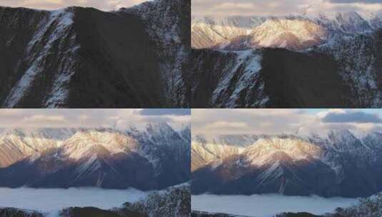 子梅垭口 贡嘎雪山 长焦 日落 航拍高清在线视频素材下载