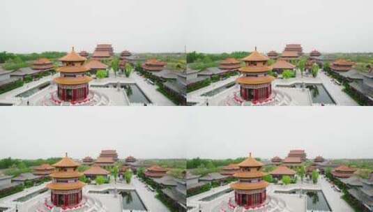 河北廊坊霸州胜芳大悲禅寺景观航拍高清在线视频素材下载
