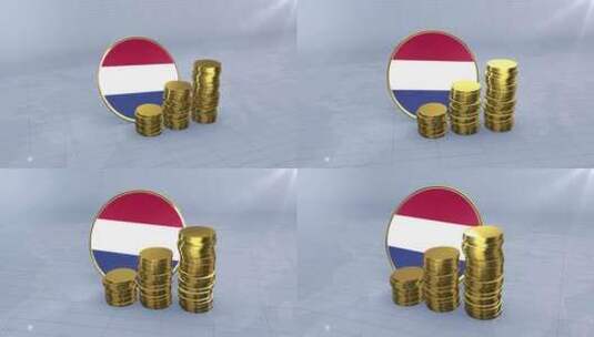 荷兰国旗与普通金币塔高清在线视频素材下载