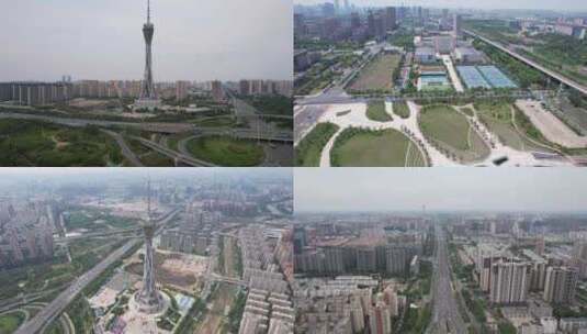 航拍河南郑州郑东新区建设高清在线视频素材下载