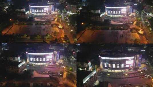 航拍广东阳江人民广场百丽广场夜景高清在线视频素材下载