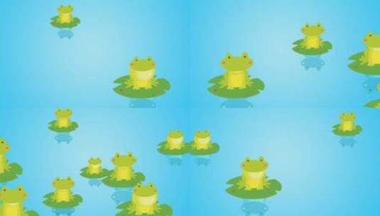 卡通小青蛙在池塘里蹦跶高清在线视频素材下载
