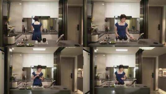 高级感镜头女人厨房准备下午茶高清在线视频素材下载