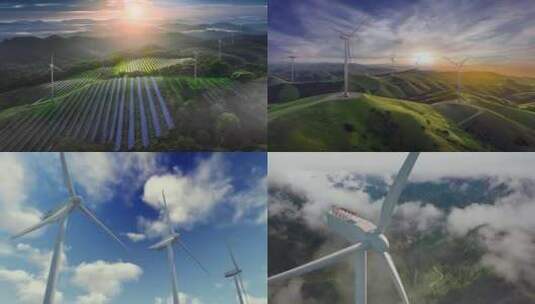 新能源  风力发电 光伏发电 风车高清在线视频素材下载