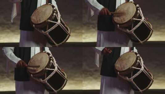 男人演奏传统阿联酋鼓打击乐器手只在框架中高清在线视频素材下载