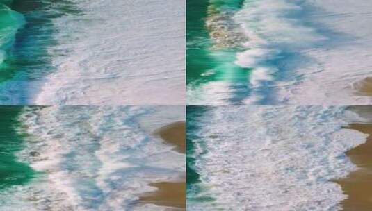 海浪在沙质海岸线上的剧烈碰撞高清在线视频素材下载