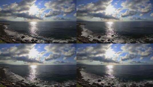 海浪拍打着海岸天际线景观高清在线视频素材下载