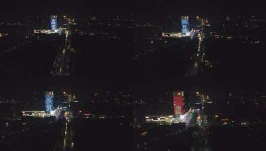 远景飞向高楼大厦灯光秀高清在线视频素材下载