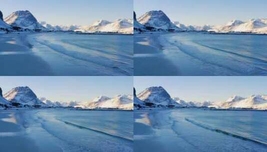 4k航拍冬天冰雪雪山山地山脉湖泊高清在线视频素材下载