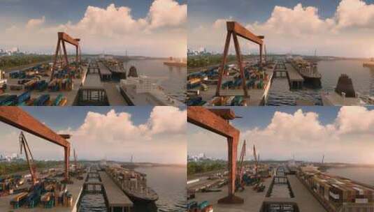 三维港口码头集装箱油轮动画B高清在线视频素材下载