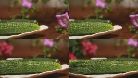 瘦身蔬菜秋黄瓜切黄瓜高清在线视频素材下载