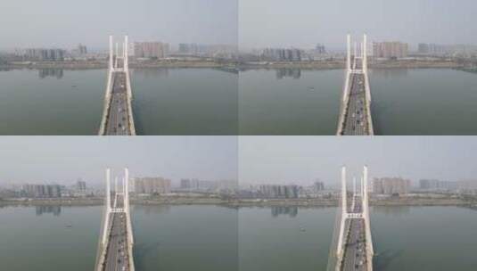 航拍湖南湘潭湘江二桥高清在线视频素材下载