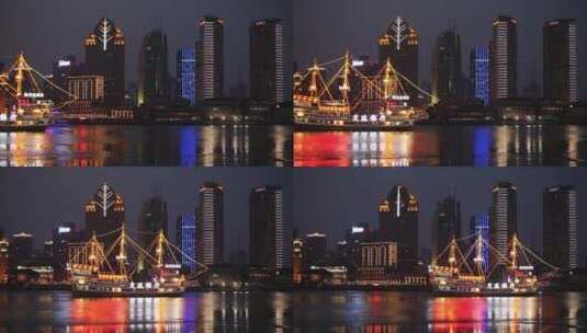 中国上海的江边夜景高清在线视频素材下载