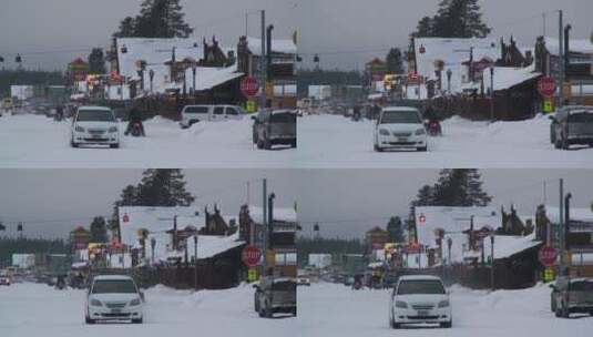 实拍冬季小镇景观高清在线视频素材下载