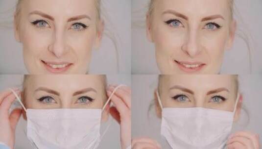 女医生带上口罩的特写镜头高清在线视频素材下载