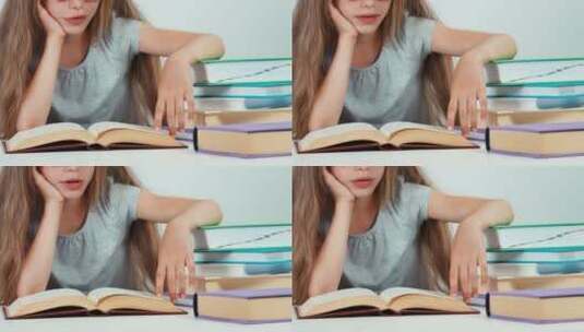 女学生阅读书籍高清在线视频素材下载