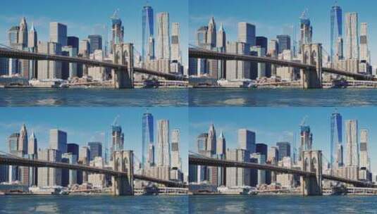 曼哈顿的跨江大桥高清在线视频素材下载