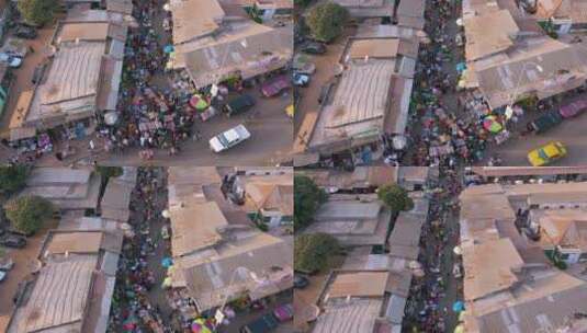 航拍冈比亚西非街市高清在线视频素材下载
