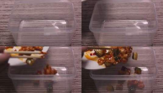 饭盒放入八宝酱菜保存高清在线视频素材下载