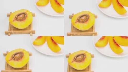 黄桃水果切片果蔬美食4k视频高清在线视频素材下载