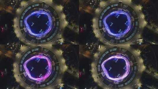 湖北武汉光谷广场夜景交通航拍高清在线视频素材下载