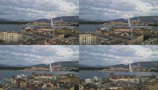 瑞士城市建筑风光航拍素材高清在线视频素材下载