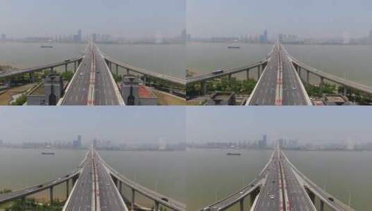 南昌朝阳大桥交通航拍高清在线视频素材下载