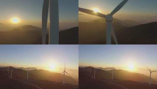 航拍唯美风电场新生态高清在线视频素材下载
