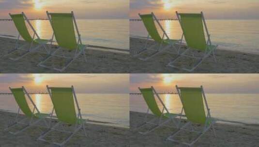 海滩上的躺椅高清在线视频素材下载