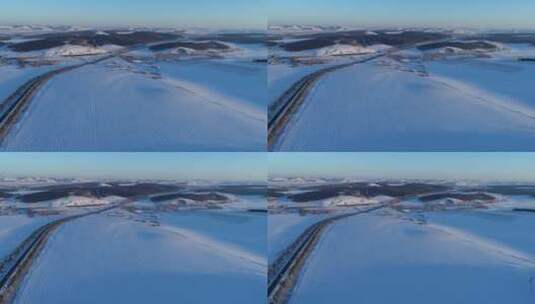 航拍呼伦贝尔垦区雪原高清在线视频素材下载