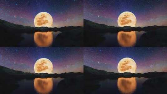 山脉 夜晚 月亮高清在线视频素材下载