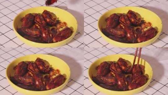 家庭美食制作，可乐鸡翅高清在线视频素材下载