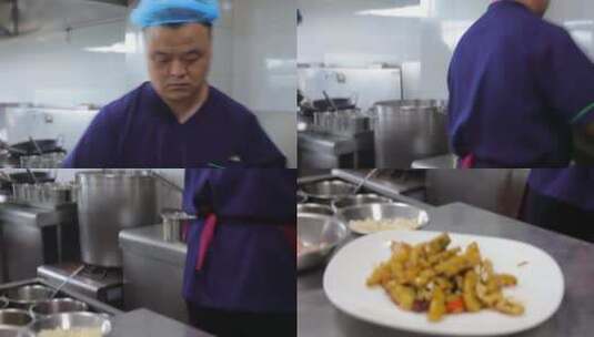 在厨房烹饪美食的厨师高清在线视频素材下载