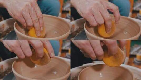 制作陶器的人高清在线视频素材下载