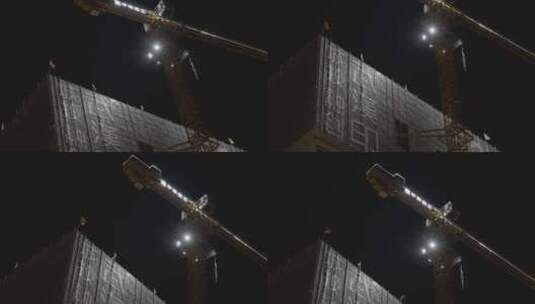 【4k】夜景工地塔吊高清在线视频素材下载