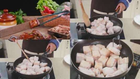 红烧肉制作高清在线视频素材下载