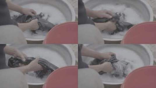 农村冬天手洗衣服LOG高清在线视频素材下载