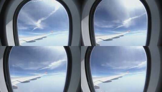 飞机舱内拍摄飞机飞行高清在线视频素材下载