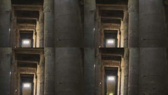 古埃及神庙的石柱大厅高清在线视频素材下载