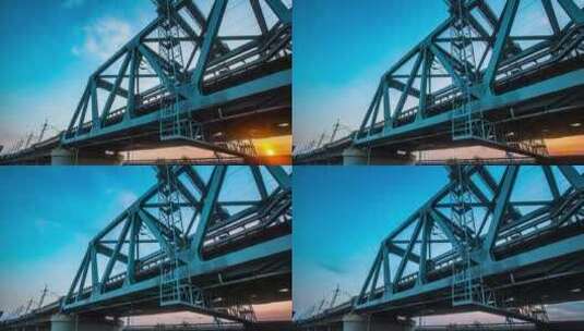 日落时的高铁桥延时视频高清在线视频素材下载
