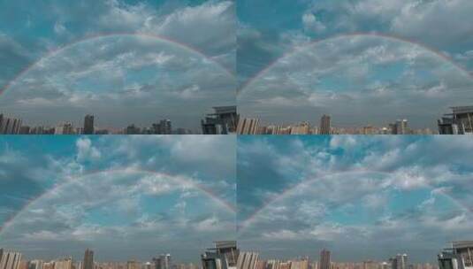 广州城市天空蓝天白云彩虹唯美风光延时高清在线视频素材下载